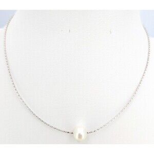 Milor 18K 750 Pearl Necklace 16in 2in Extender 8mm Pearl White Gold Italy Chain